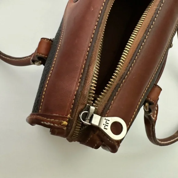 Dooney & Bourke All Weather Leather Black and Brown Leather Satchel Handbag - Picture 9 of 12